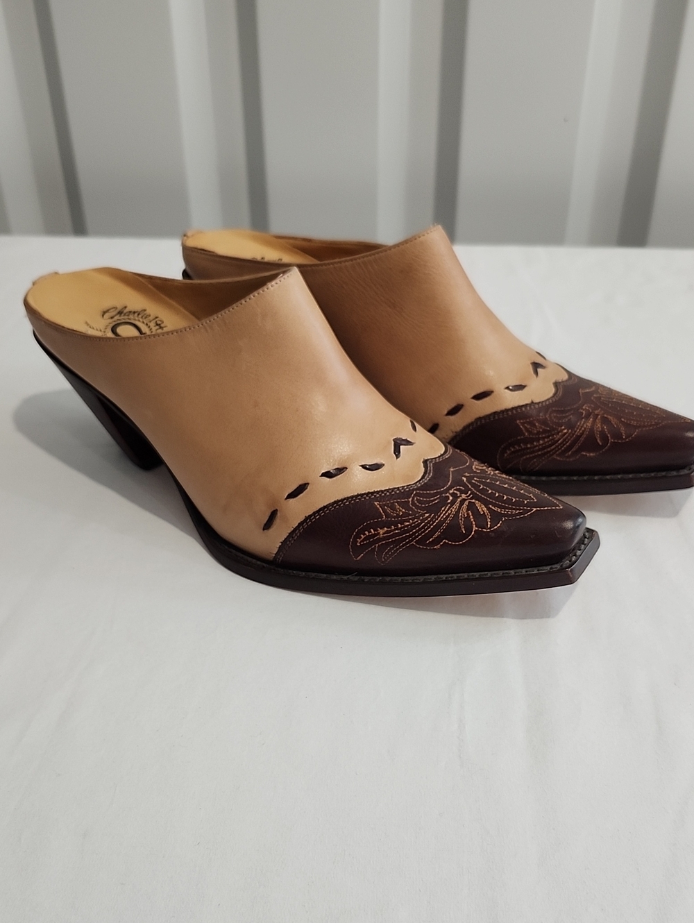 Charlie 1 Horse by Lucchese Mules Bootie Slides Size 8.5 Western Upscale Leather - Picture 2 of 8